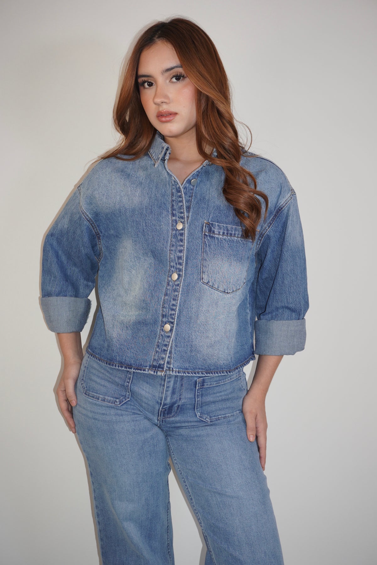 Denim Cropped Jacket Top