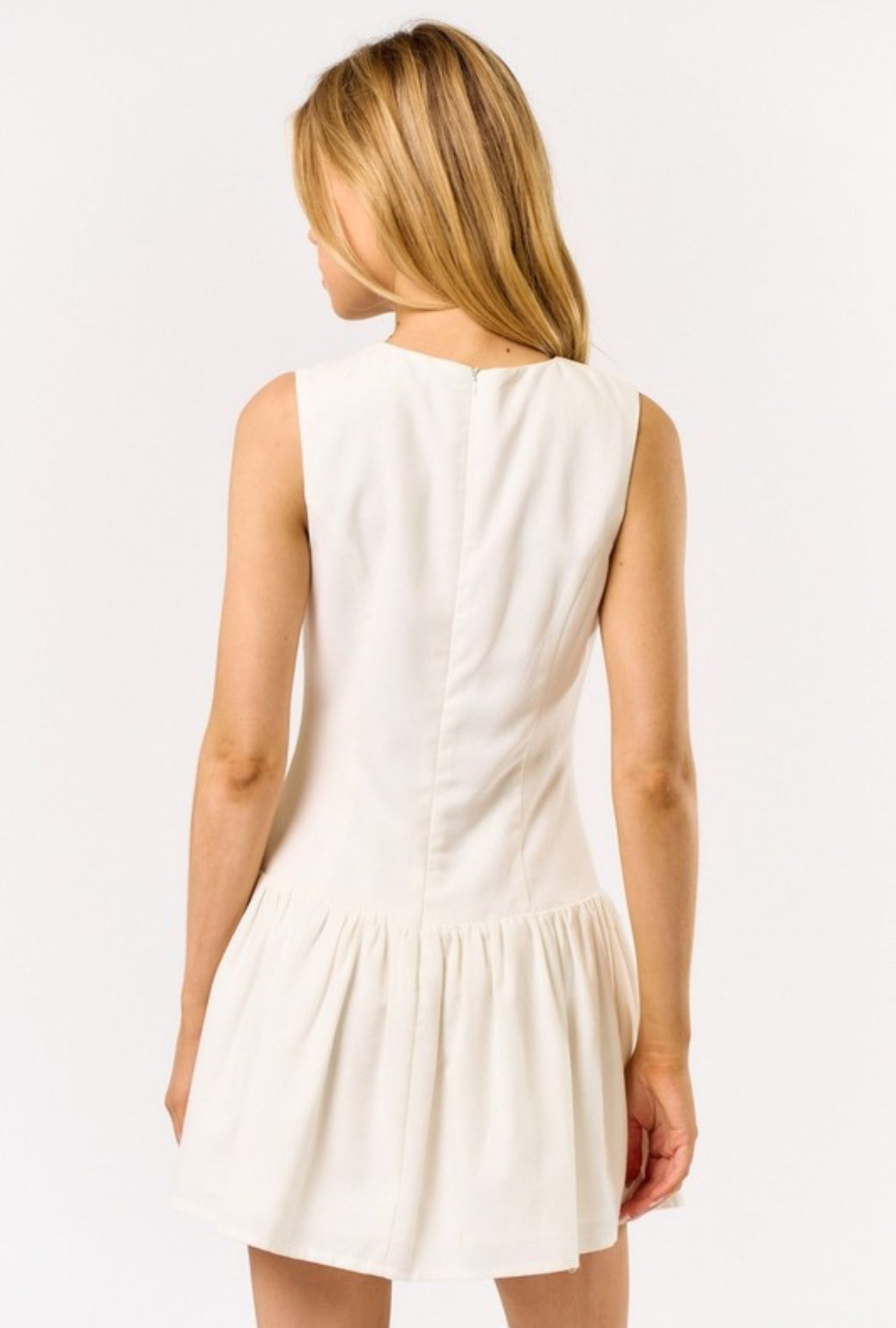Off White Buttoned Mini Dress