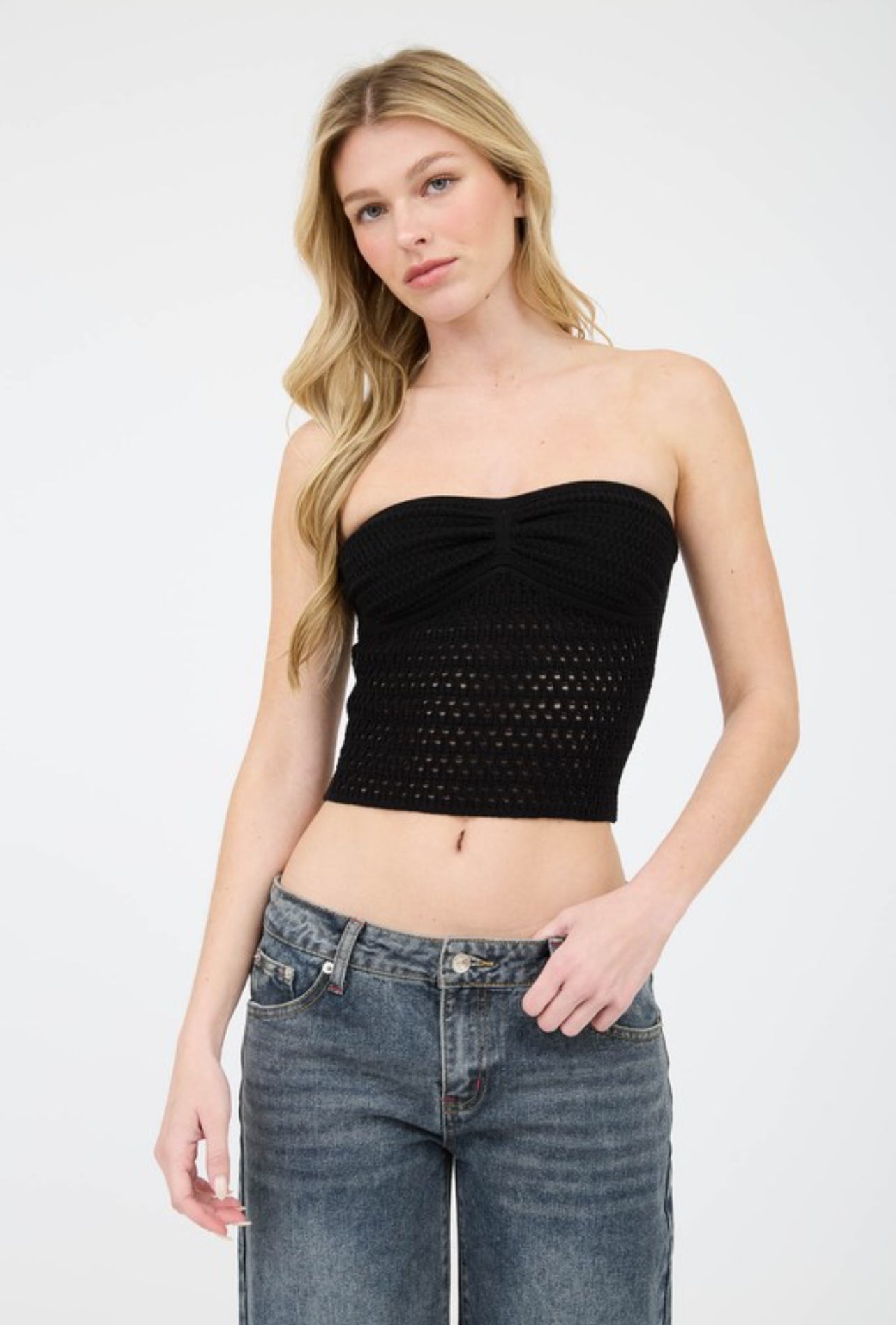 Strapless Crochet Knitted Top