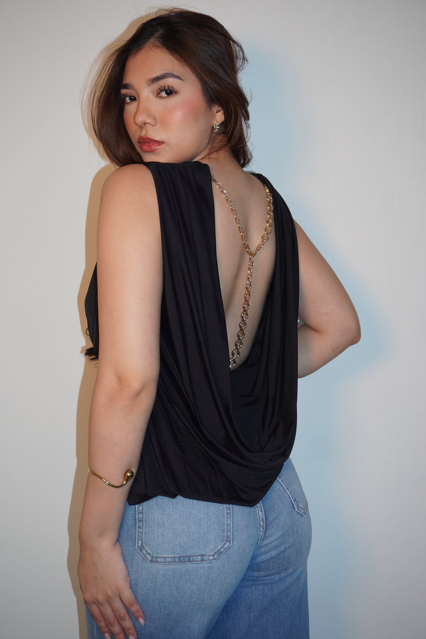 Lycra Draped Open Backl Blouse