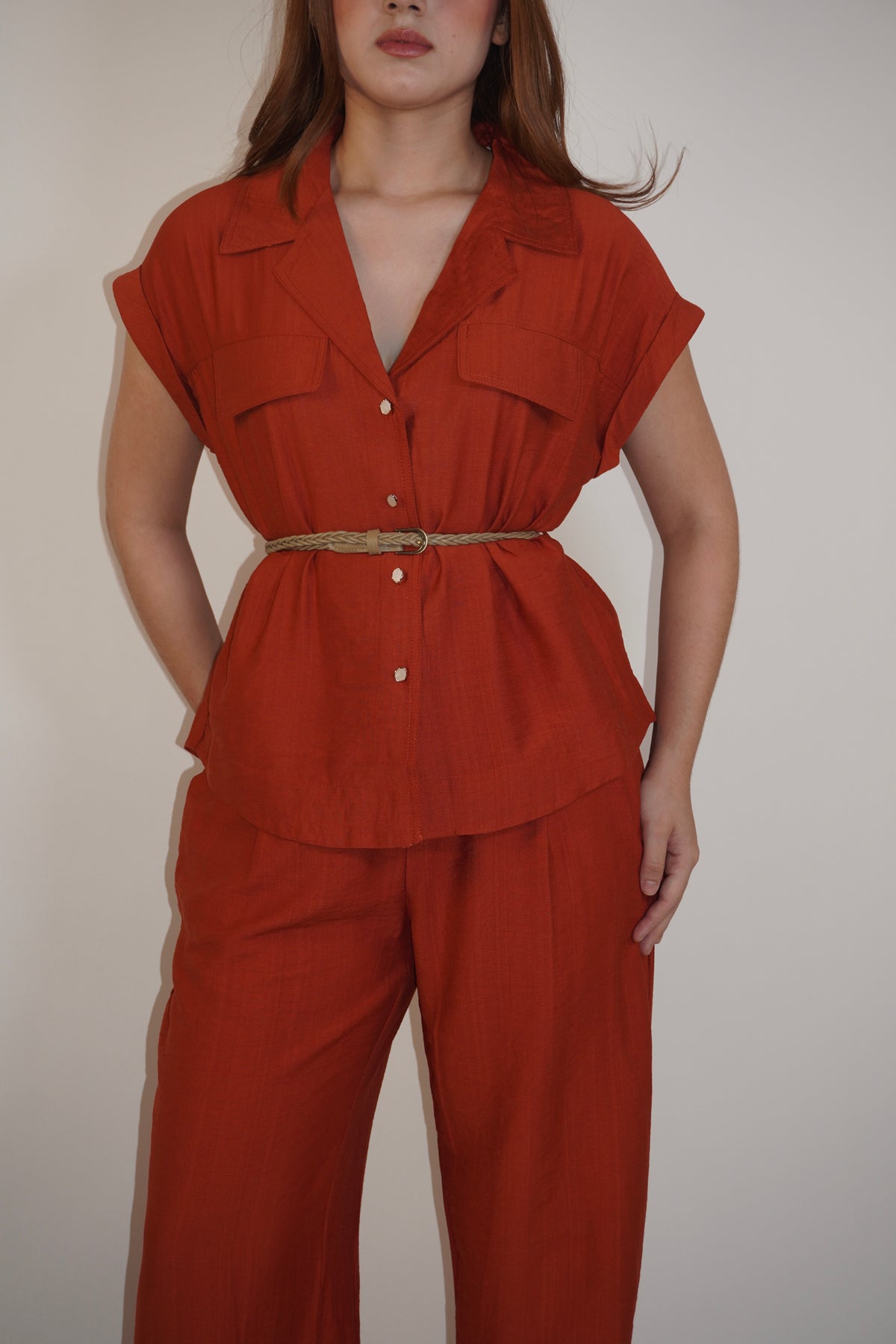 Terracotta Linen Two Pieces Set