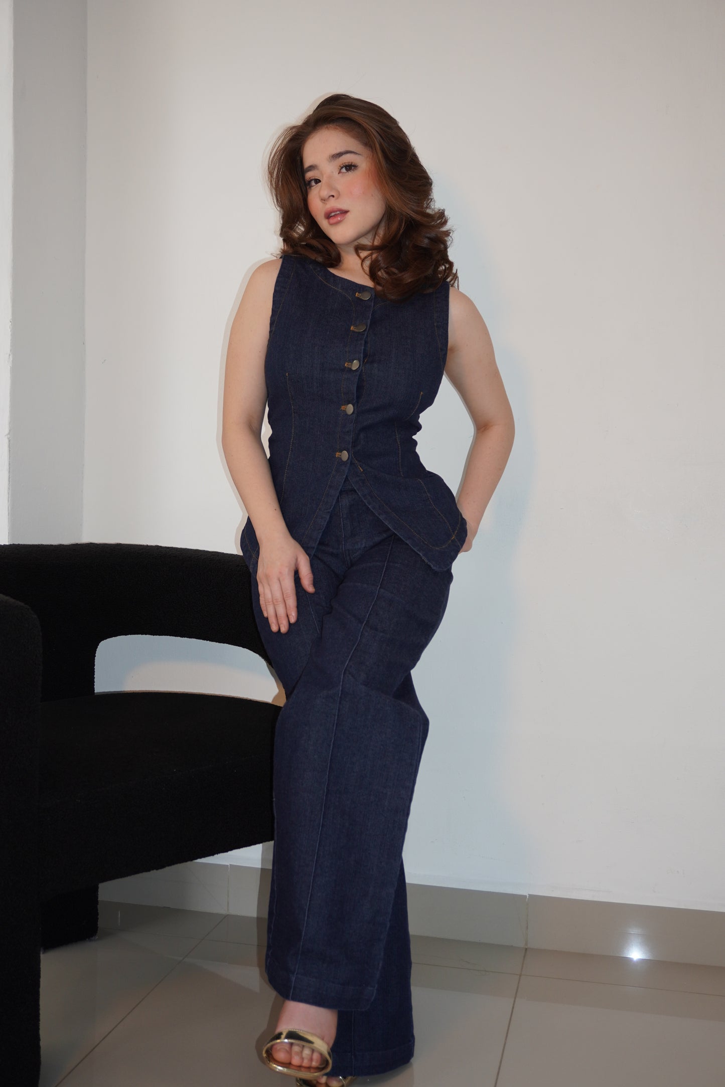 New Denim Two Pieces Vest Set