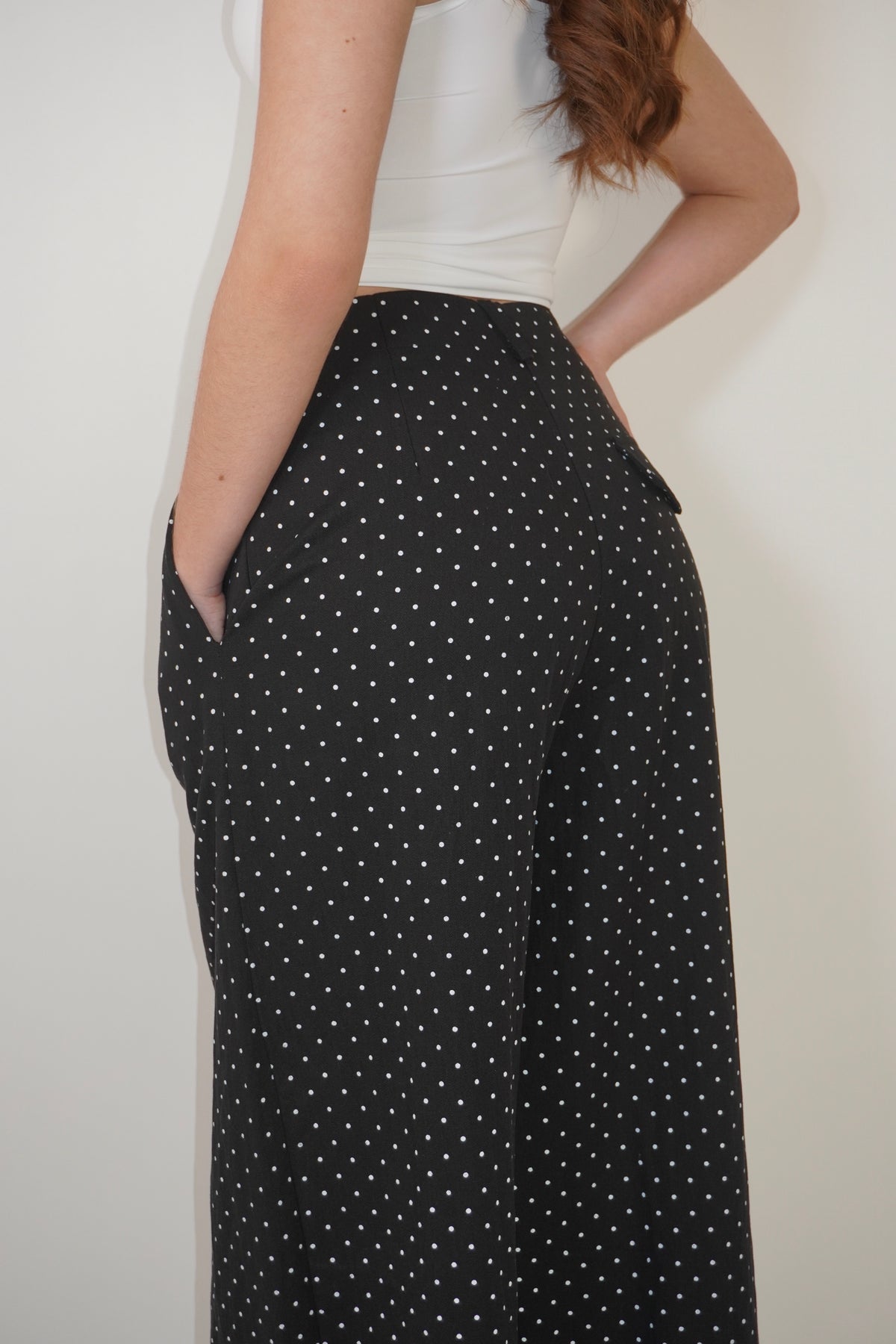 Polka Dot High-Waisted Casual Pants