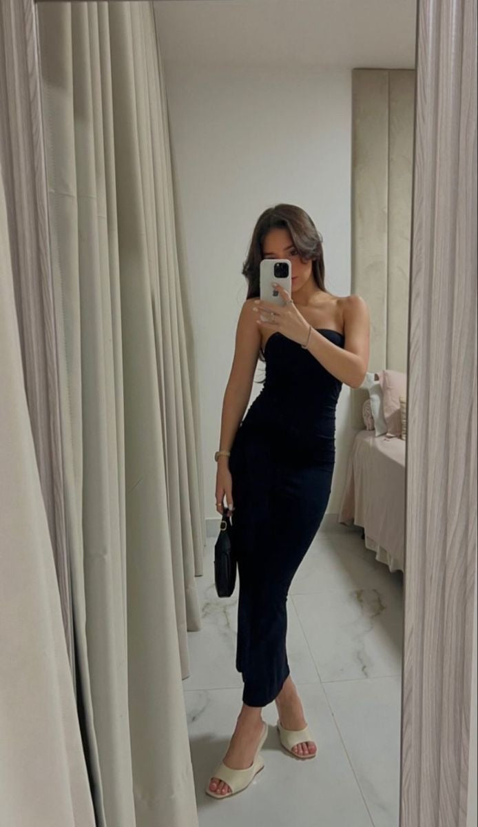 Black Lycra Tube Maxi Dress