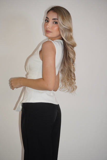 Sleeveless Folded Peplum Blouse