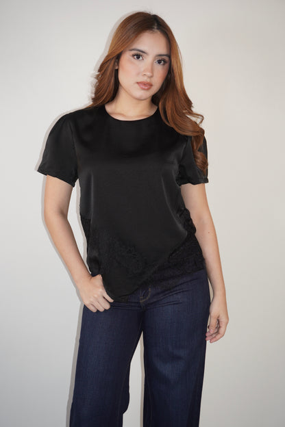 Silky Lace Asymmetric Blouse