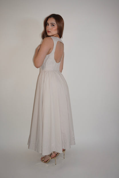 Backless Striped Maxi Dress