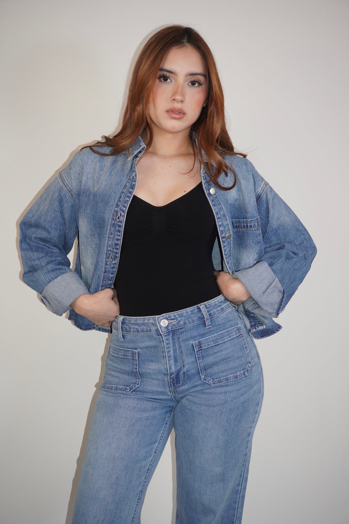 Denim Cropped Jacket Top