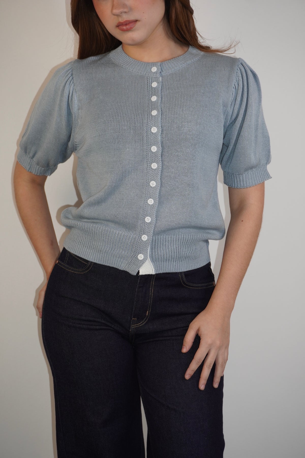 Aqua Knitted Bottom Blouse