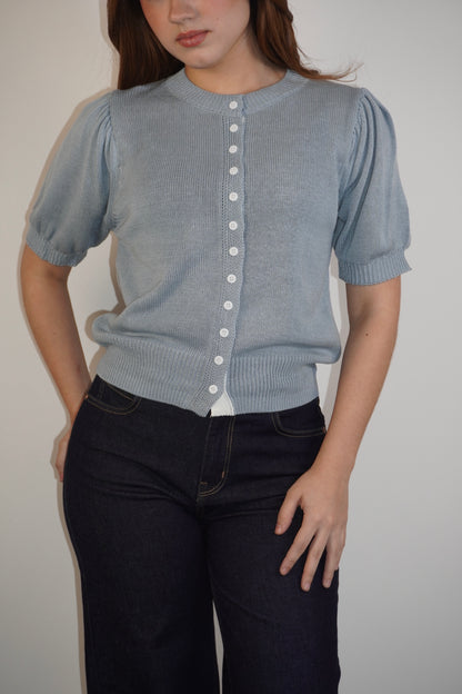 Aqua Knitted Bottom Blouse