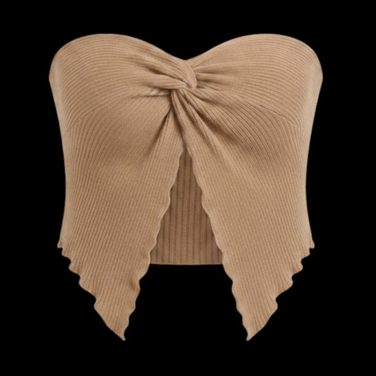 Twisted Cotton Open Tube Top