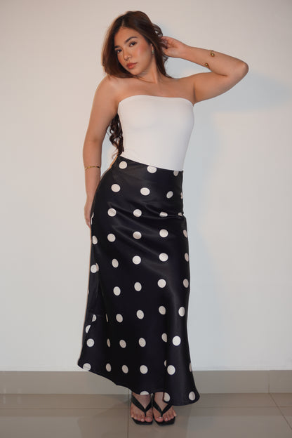 Polka Dot Black & White Silky Skirt