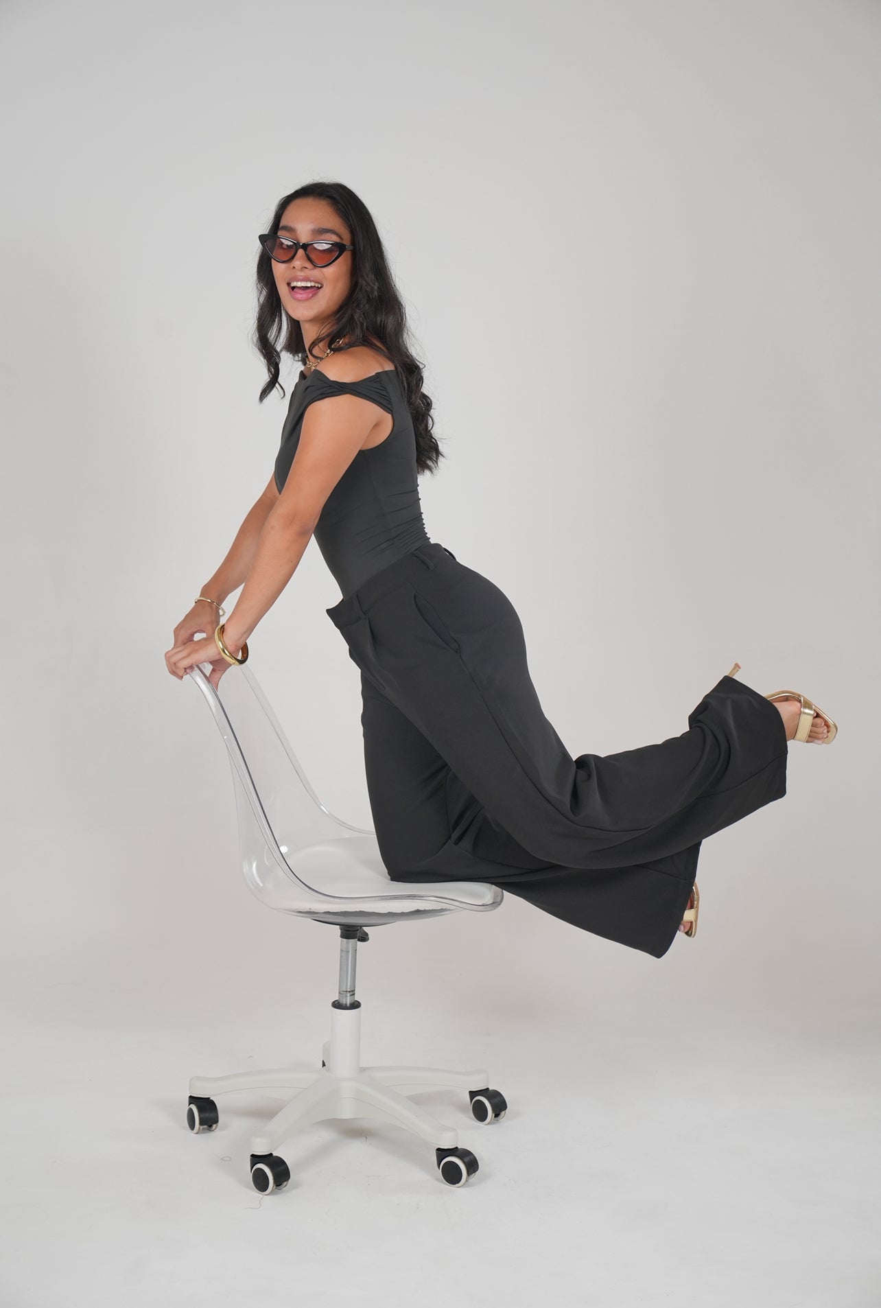 Black Classy Flare Cotton Pants