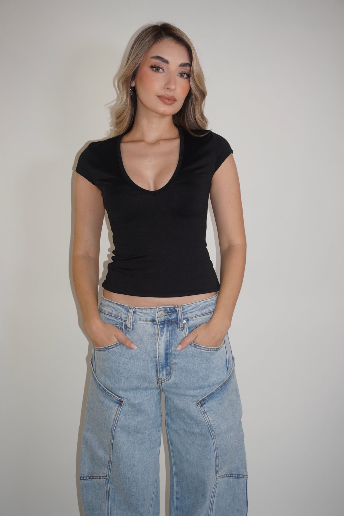 V-Neck Short Sleeve Top