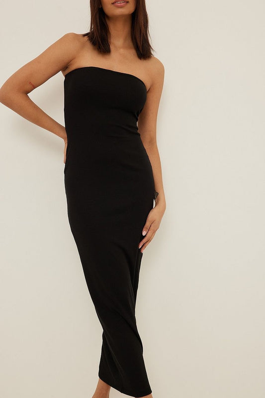 Black Lycra Tube Maxi Dress