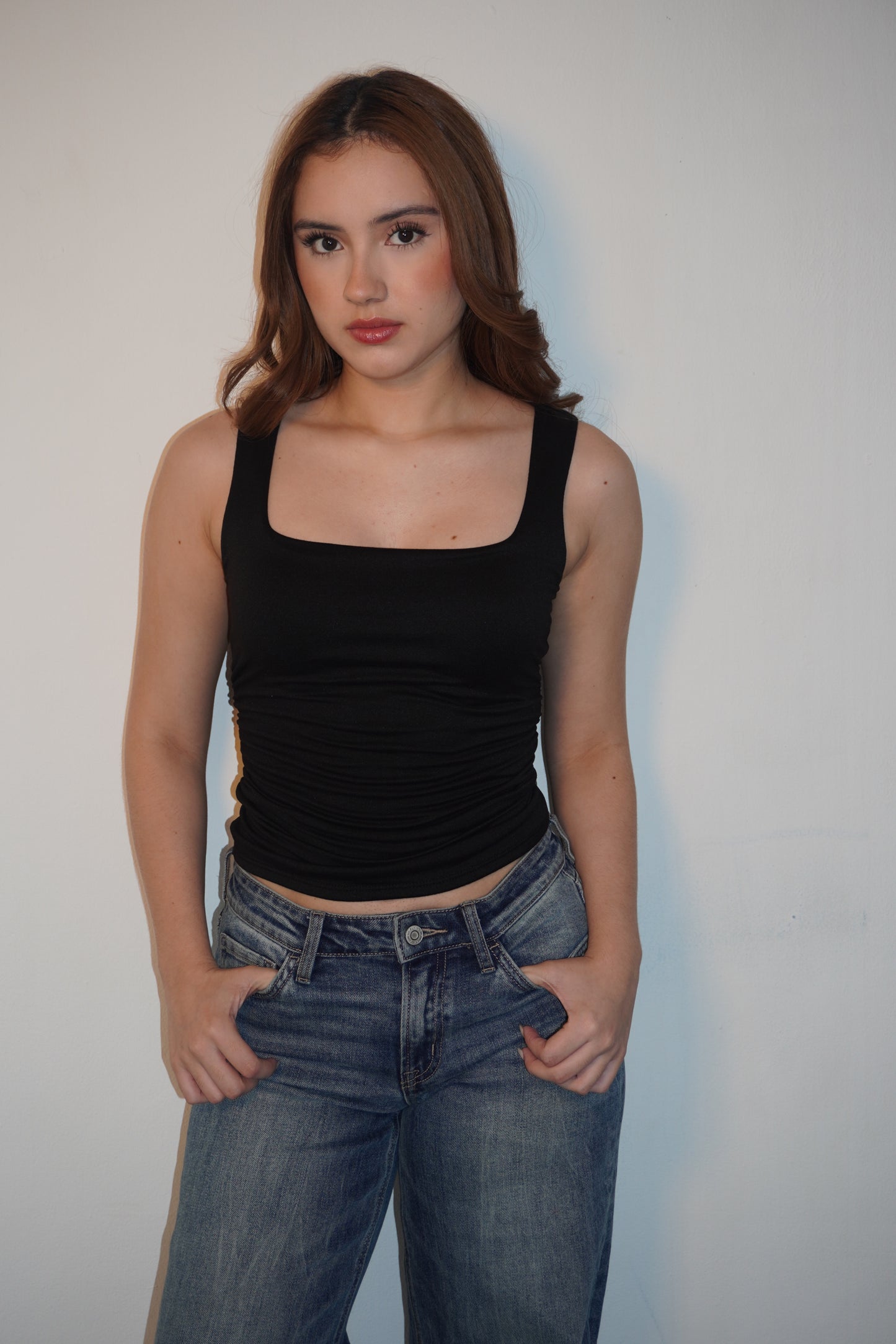 Strap Cotton Square Fitted Top