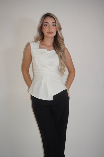 Sleeveless Folded Peplum Blouse