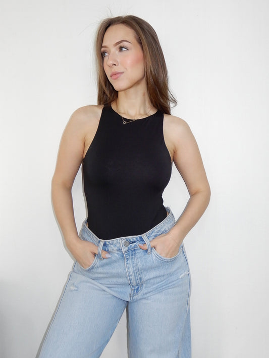 Black Lycra Spandex Bodysuit