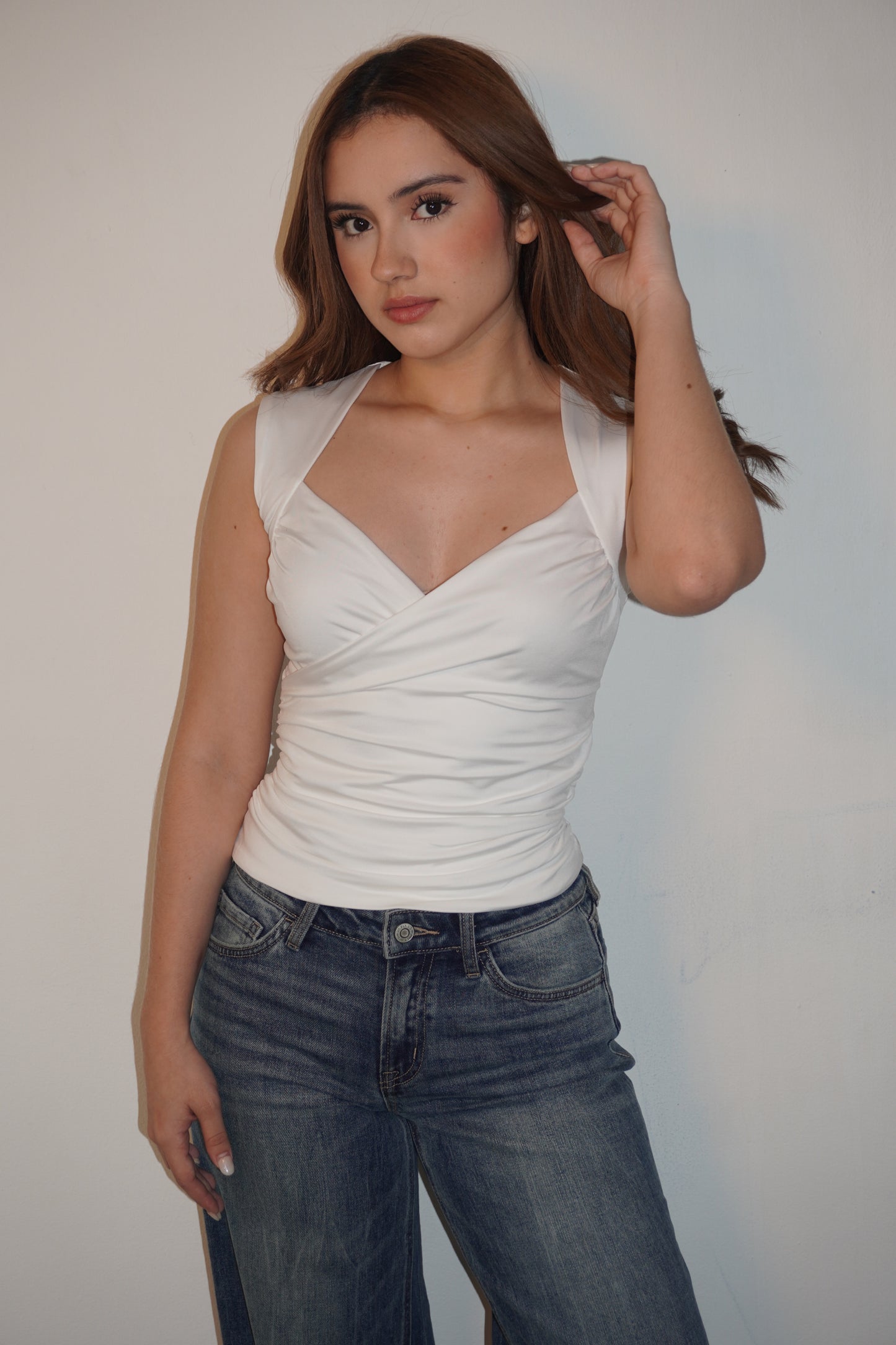 Halter V Open Cotton Lycra Top