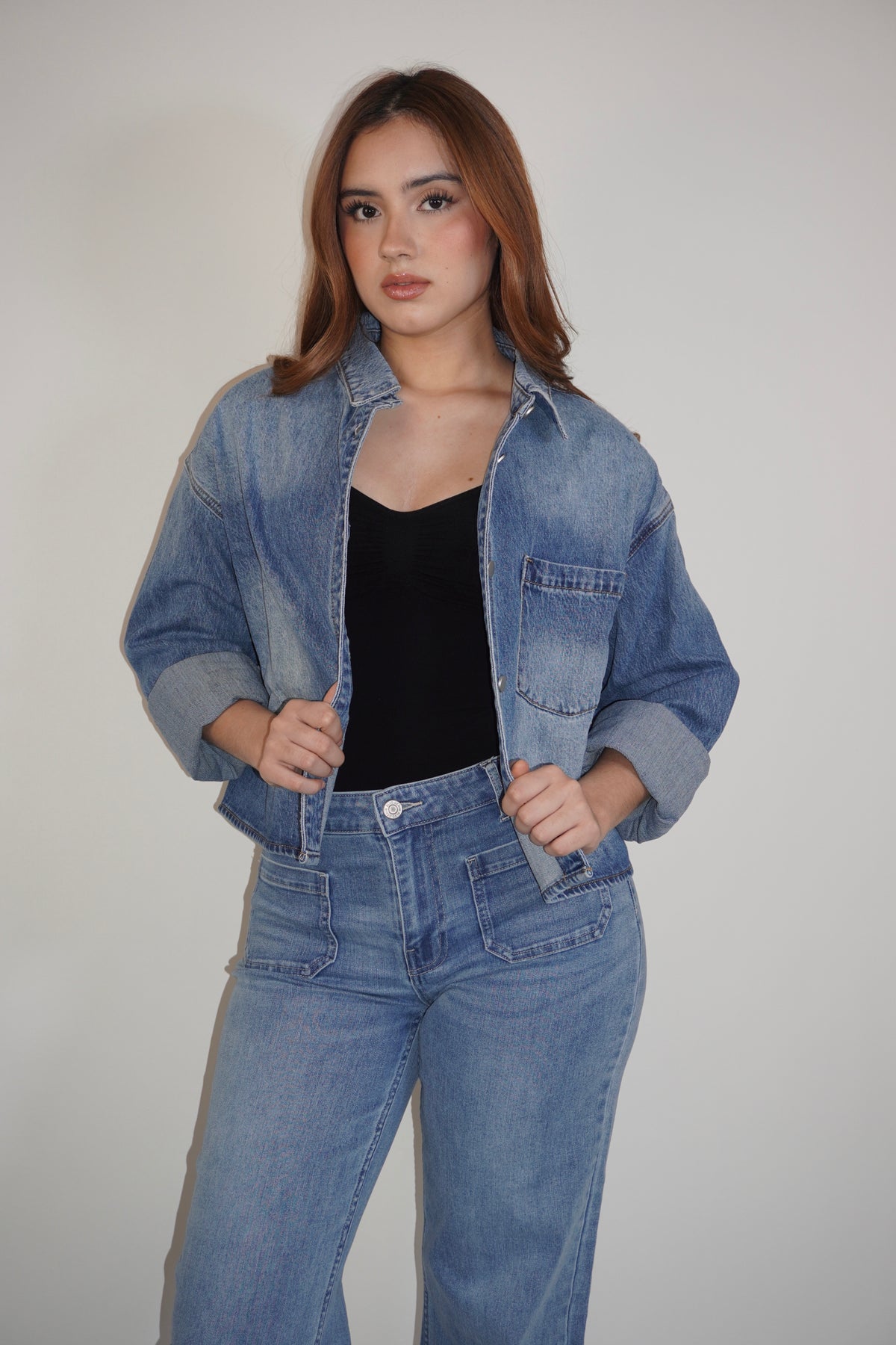 Denim Cropped Jacket Top