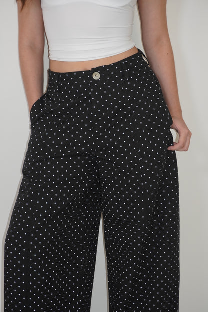 Polka Dot High-Waisted Casual Pants