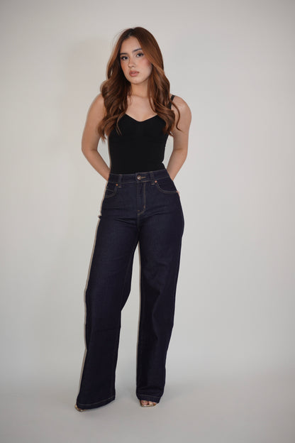 Dark Denim WideLeg Highrise Jeans