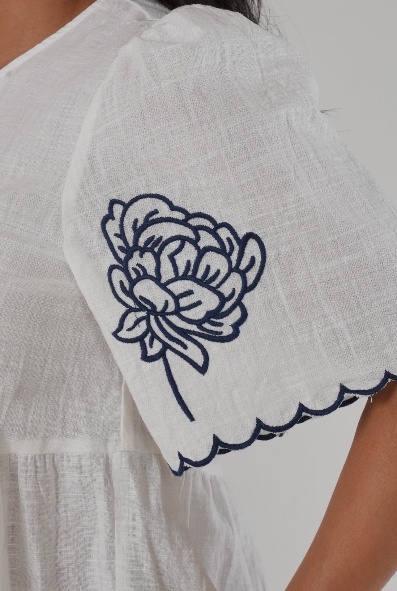 White Linen Blouse With Details