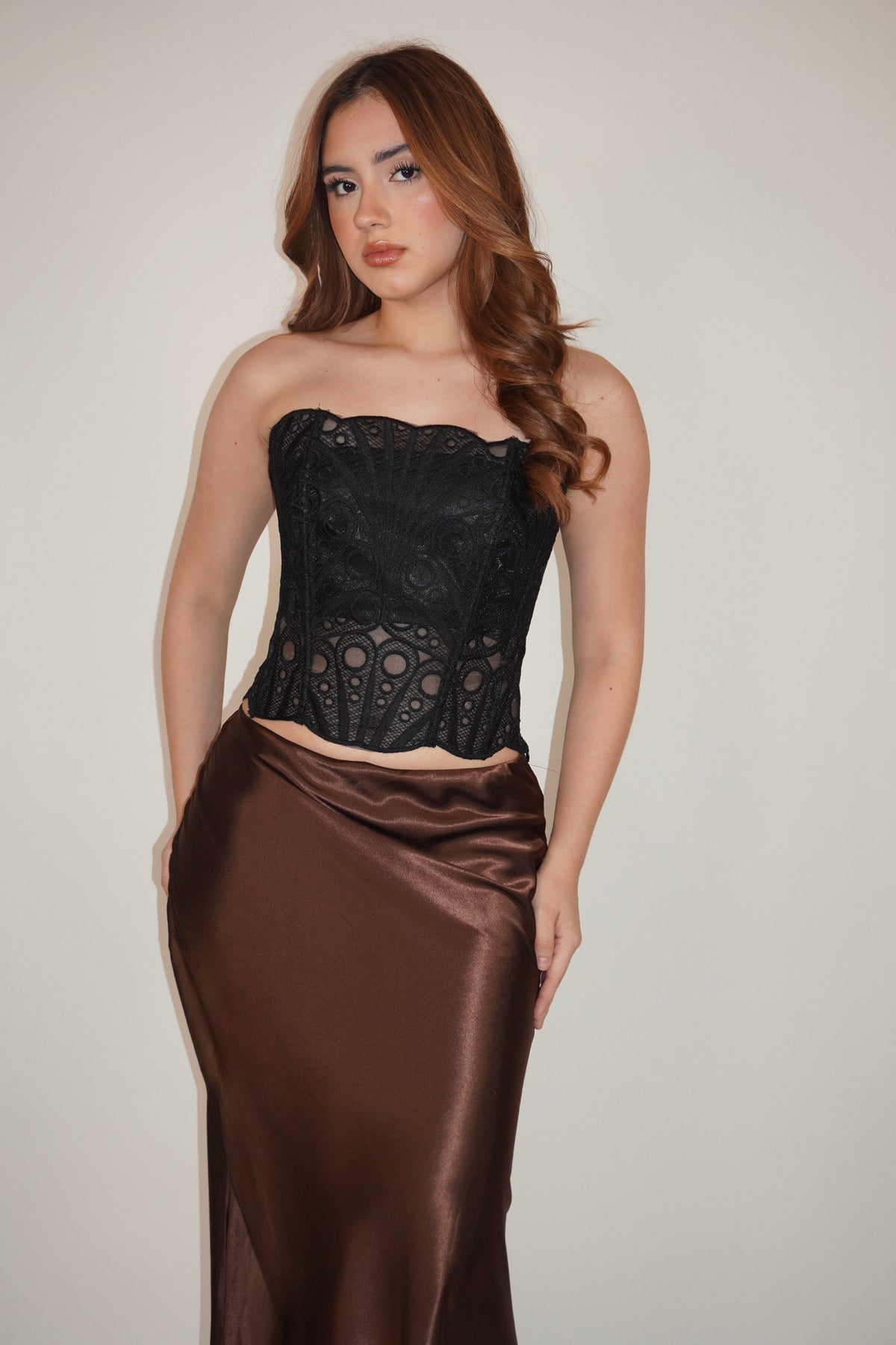 Strapless Floral Lace Corset Top