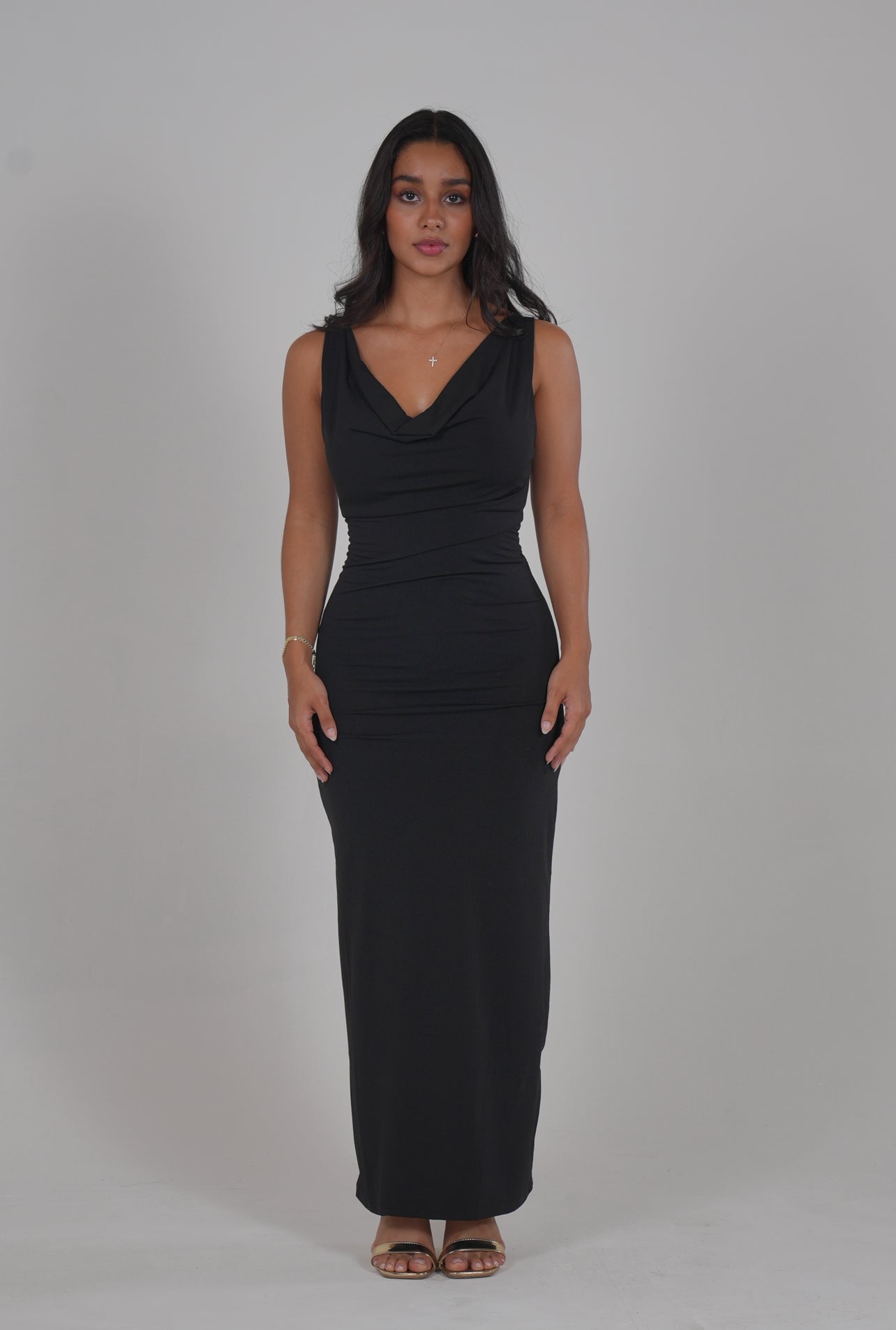 Black Halter Backless Maxi Dress
