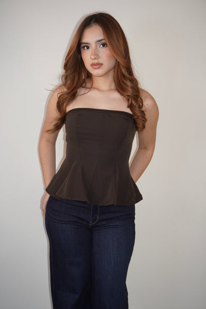 Strapless Waistline Peplum Top