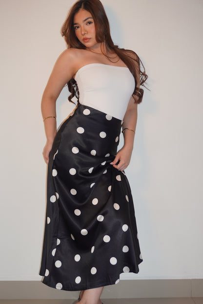 Polka Dot Black & White Silky Skirt