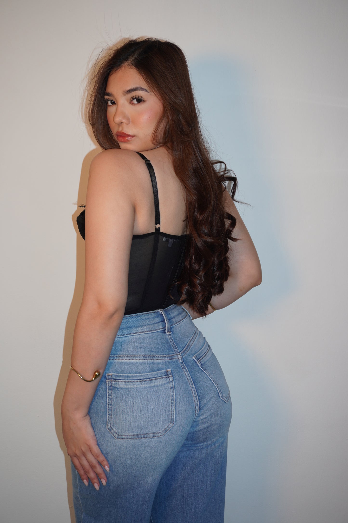 Black Lace Corset With Transparent