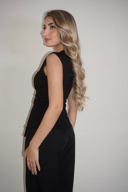 Sleeveless Folded Peplum Blouse