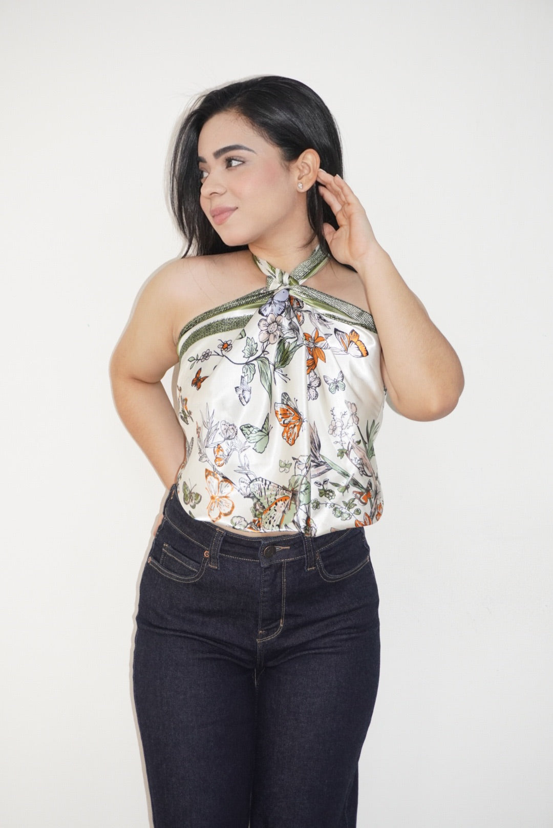 Silky Butterfly Print Scarf