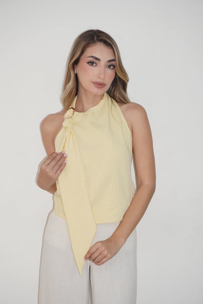 Linen Ring Detail Halter Top