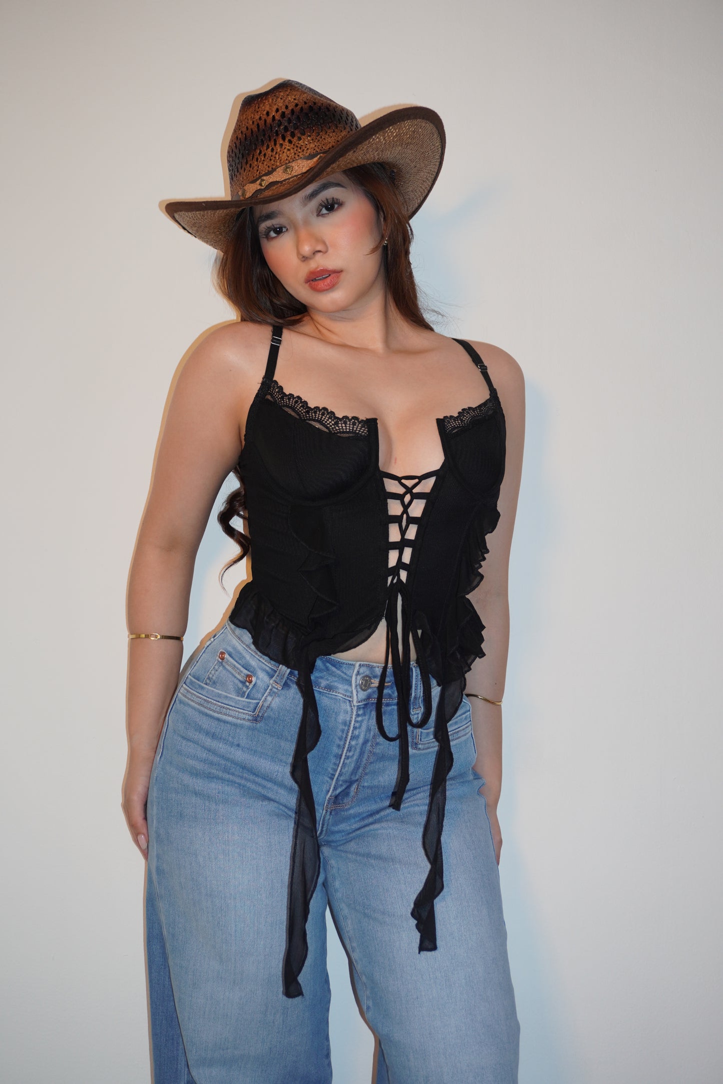 Mesh Lace Adjustable Corset Top