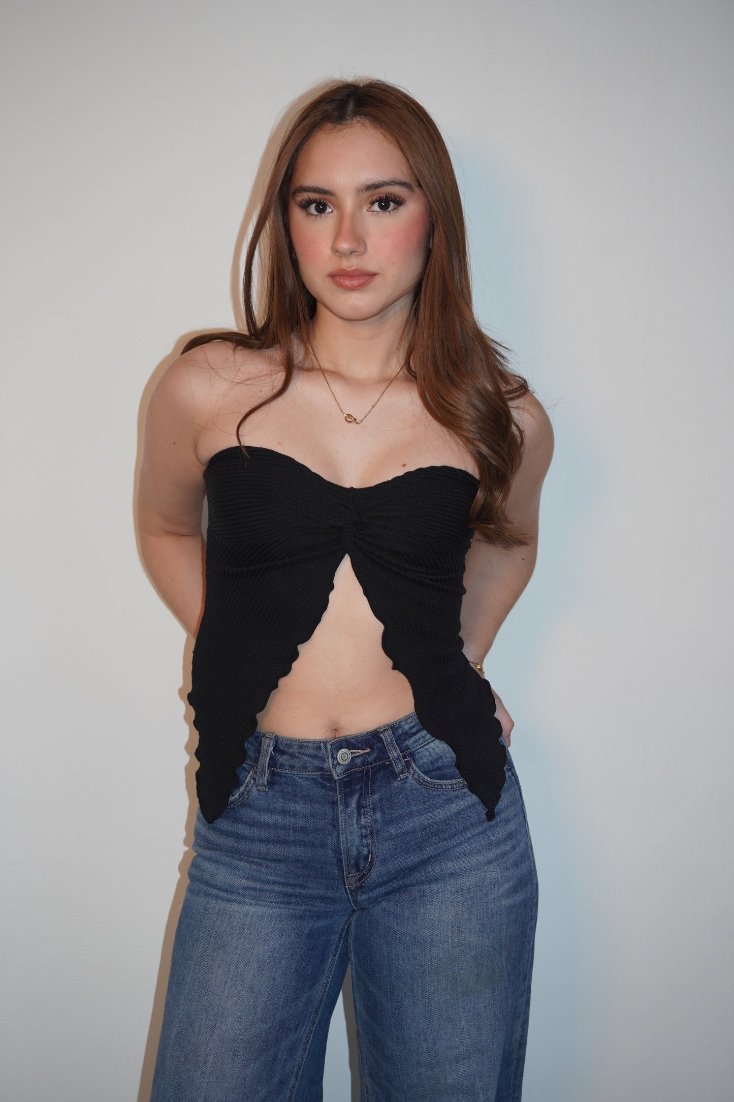 Twisted Cotton Open Tube Top
