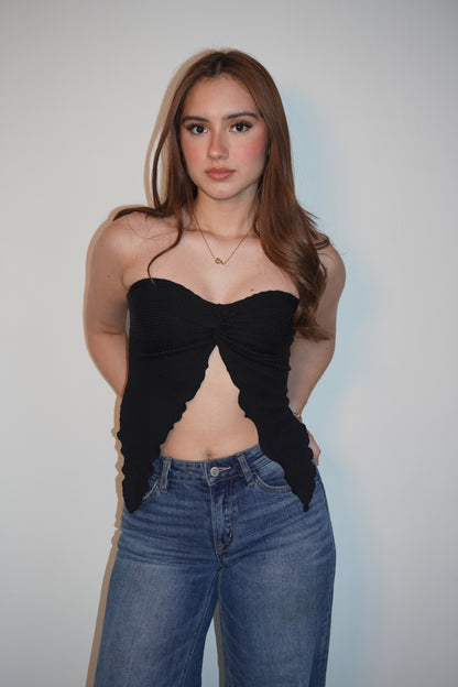 Twisted Cotton Open Tube Top