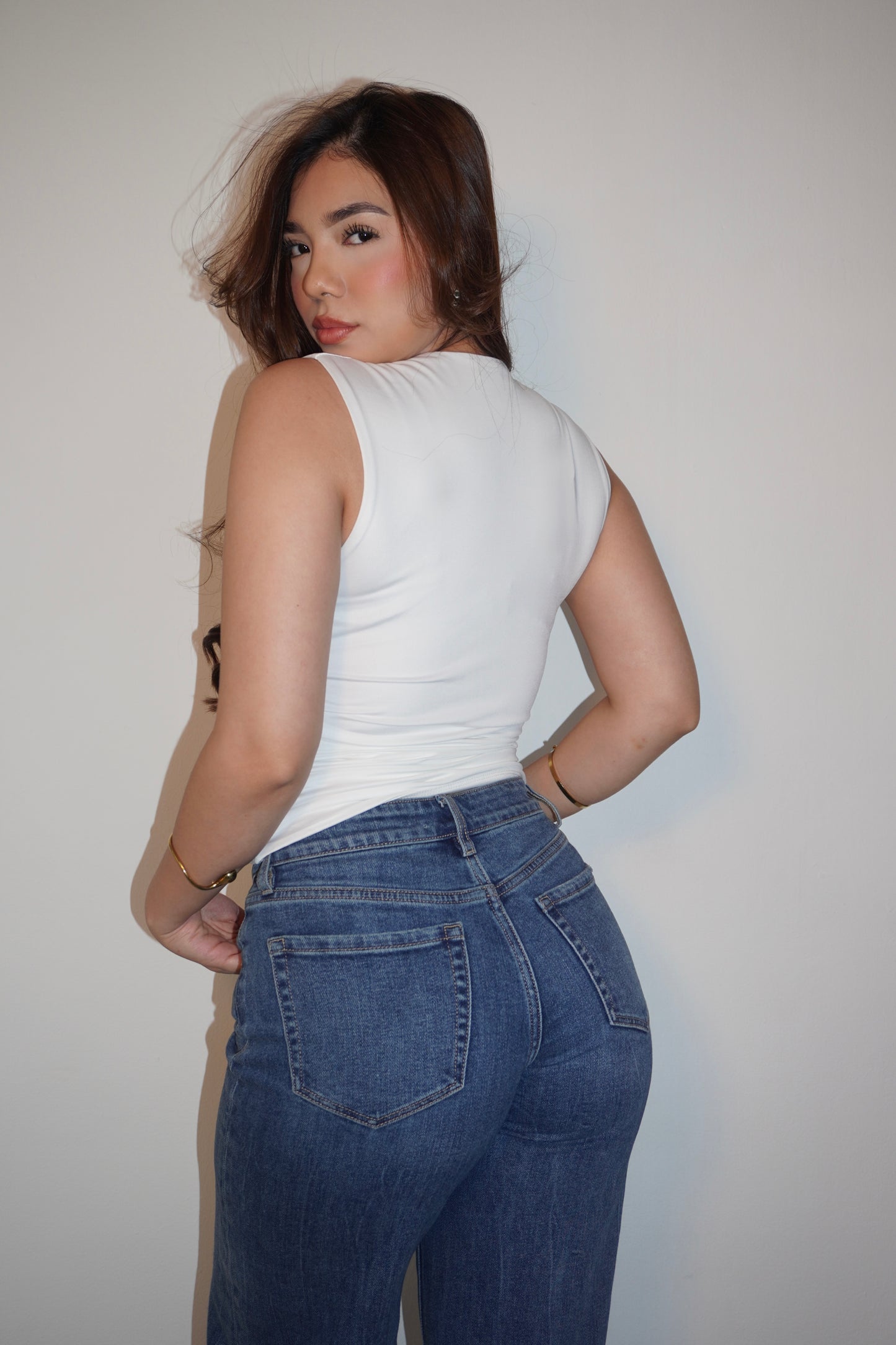 Halter V Open Cotton Lycra Top