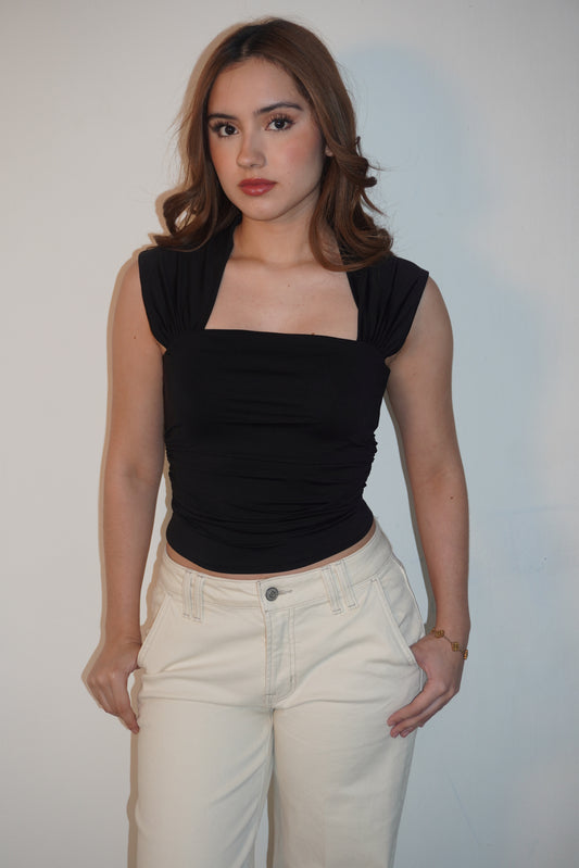 Black Halter Lycra Double Top