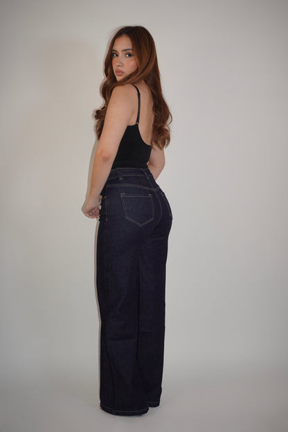 Dark Denim WideLeg Highrise Jeans
