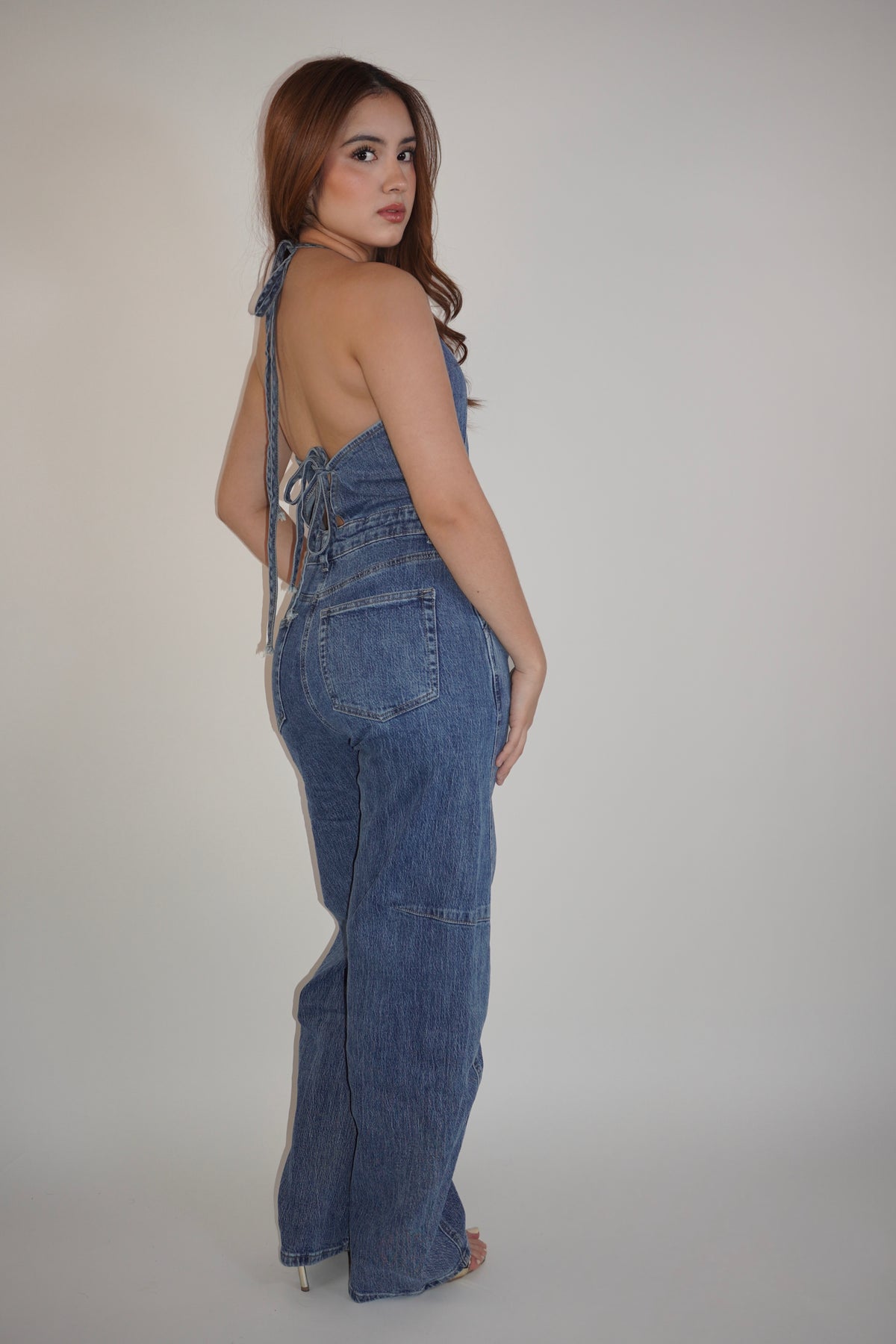 Denim Backless Jumpsuit