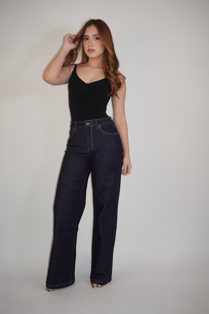 Dark Denim WideLeg Highrise Jeans