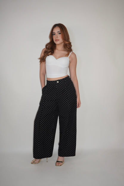 Polka Dot High-Waisted Casual Pants
