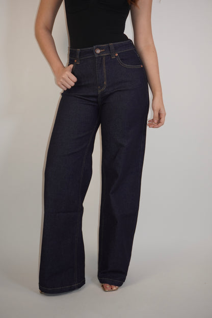 Dark Denim WideLeg Highrise Jeans