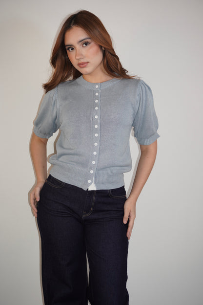 Aqua Knitted Bottom Blouse