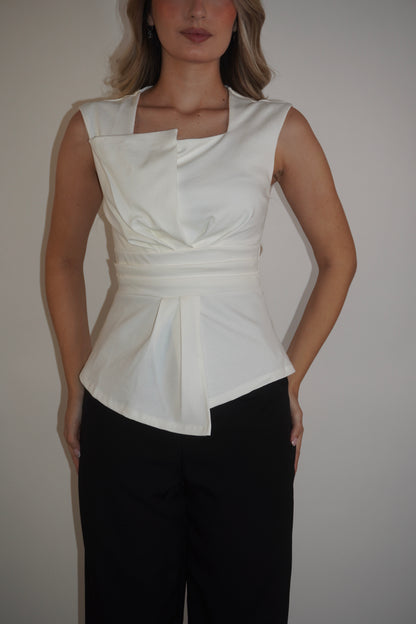 Sleeveless Folded Peplum Blouse