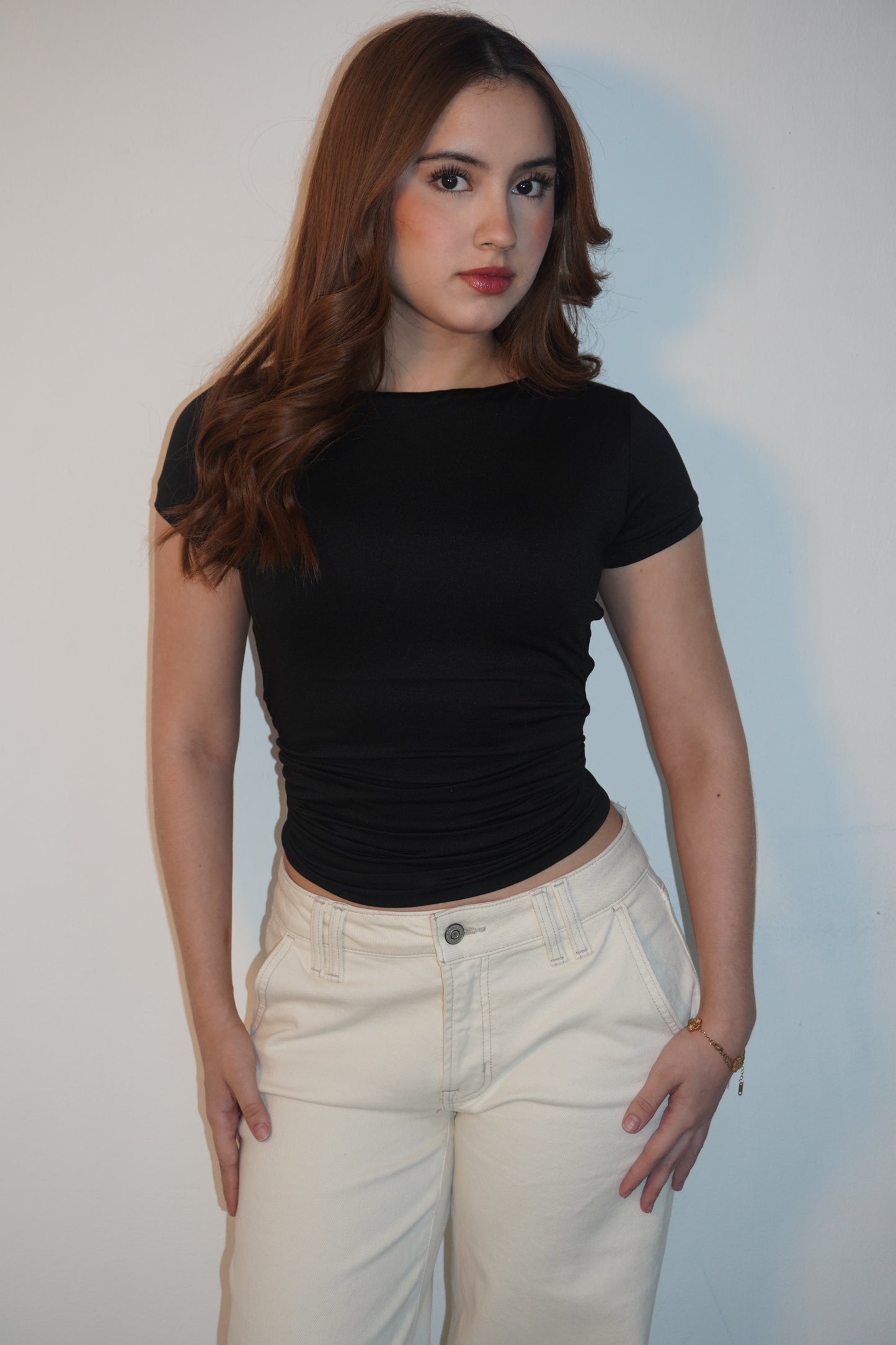 Black Backless Open Cotton Top