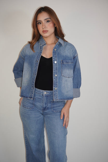 Denim Cropped Jacket Top