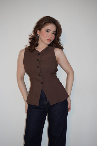 Structured Cinched Waist Vest Top